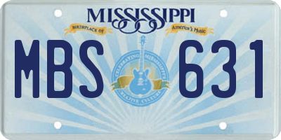 MS license plate MBS631