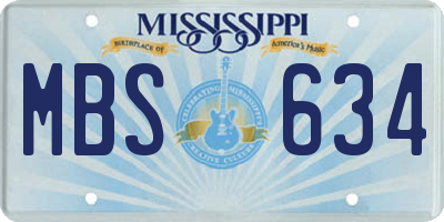 MS license plate MBS634