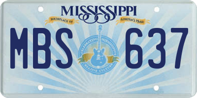 MS license plate MBS637