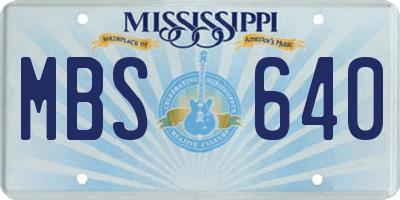 MS license plate MBS640
