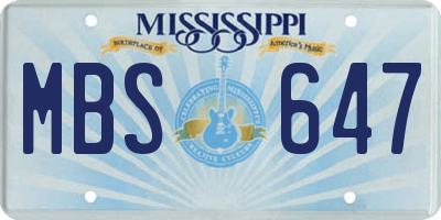 MS license plate MBS647