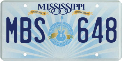 MS license plate MBS648