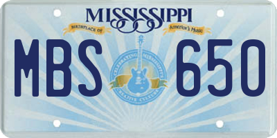 MS license plate MBS650