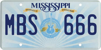 MS license plate MBS666