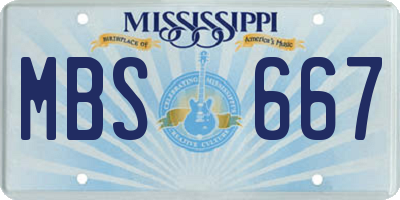 MS license plate MBS667