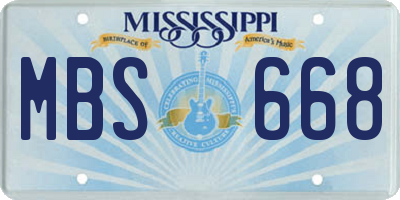 MS license plate MBS668