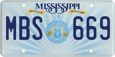 MS license plate MBS669