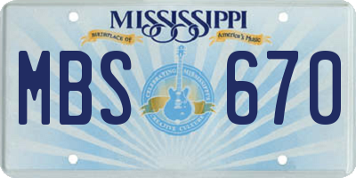 MS license plate MBS670