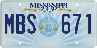 MS license plate MBS671