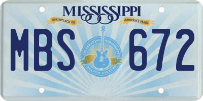 MS license plate MBS672
