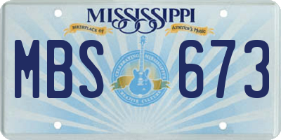 MS license plate MBS673