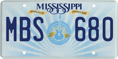MS license plate MBS680