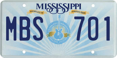 MS license plate MBS701