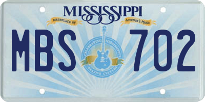 MS license plate MBS702