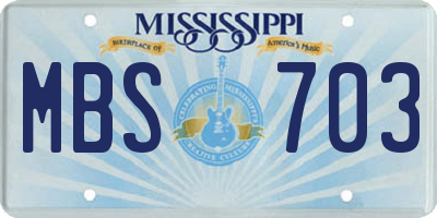 MS license plate MBS703