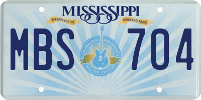 MS license plate MBS704
