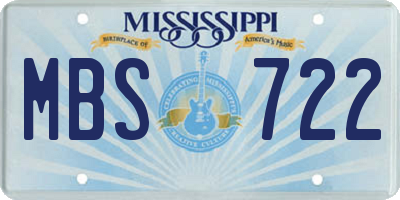 MS license plate MBS722