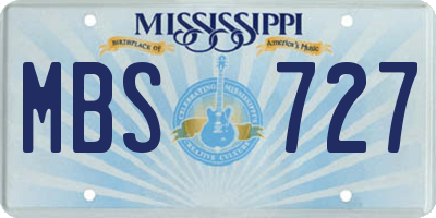 MS license plate MBS727