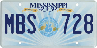 MS license plate MBS728