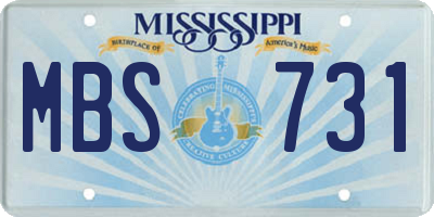 MS license plate MBS731