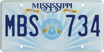 MS license plate MBS734