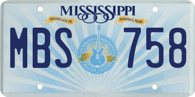 MS license plate MBS758