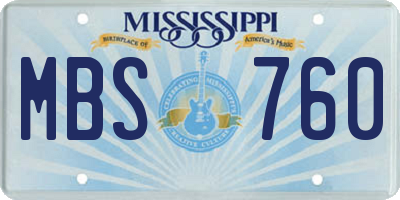 MS license plate MBS760