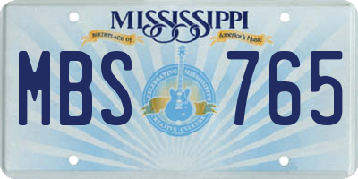 MS license plate MBS765