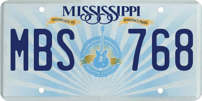 MS license plate MBS768