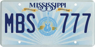 MS license plate MBS777