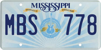 MS license plate MBS778