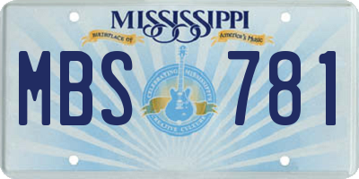 MS license plate MBS781