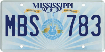 MS license plate MBS783