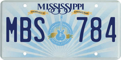 MS license plate MBS784