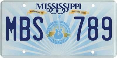 MS license plate MBS789