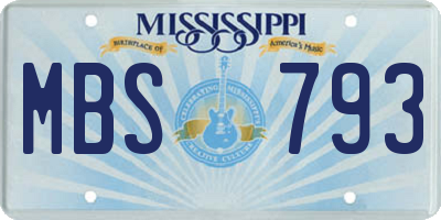 MS license plate MBS793