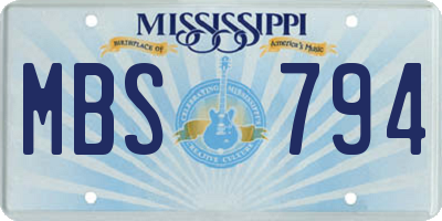 MS license plate MBS794