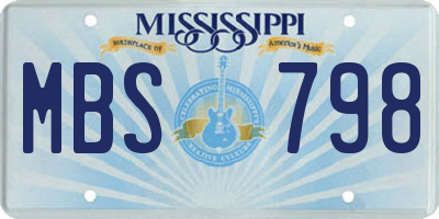 MS license plate MBS798