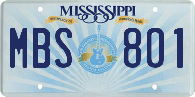 MS license plate MBS801