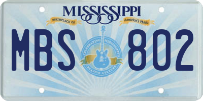 MS license plate MBS802