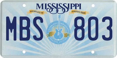 MS license plate MBS803