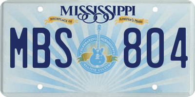MS license plate MBS804