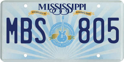 MS license plate MBS805