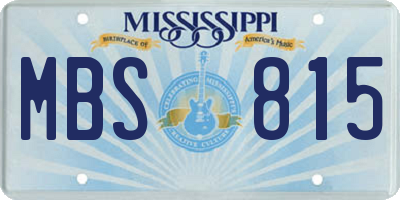 MS license plate MBS815