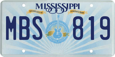 MS license plate MBS819