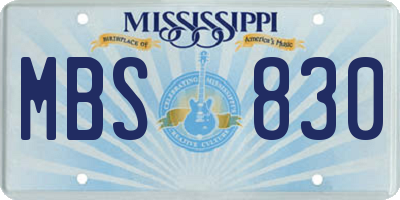MS license plate MBS830