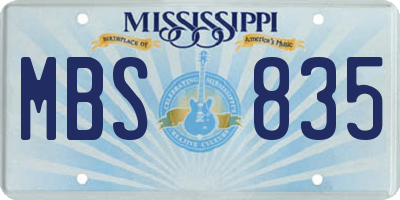 MS license plate MBS835