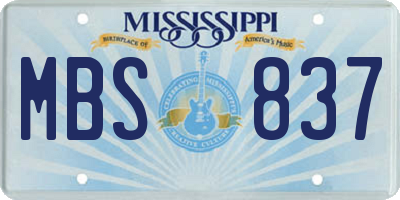 MS license plate MBS837