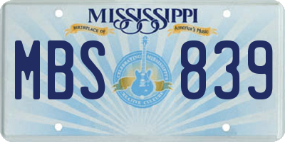MS license plate MBS839