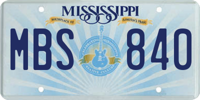MS license plate MBS840